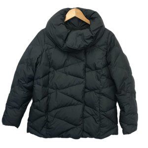 OLD NAVY Down Puffer Coat Womens S Short Black Fleece Lined Jacket